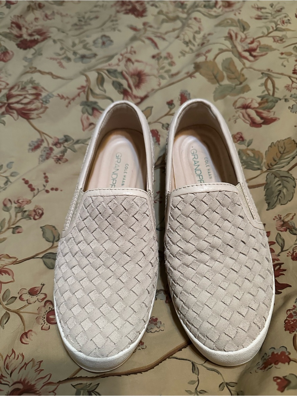 Cole Haan Woven Slip-On Sneakers — Light Cream
